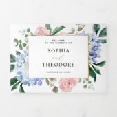 Faire-part Trois Volets Hydrangeas rose pastel bleu poussiéreux Mariage tr (Page de couverture)