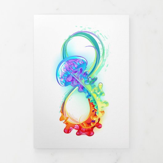Faire-part Trois Volets Infinity avec Rainbow Jellyfish (Page de couverture)