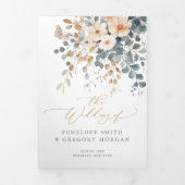 Faire-part Trois Volets Mariage d'aquarelle florale moelleuse (Page de couverture)