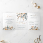 Faire-part Trois Volets Mariage d'aquarelle florale moelleuse (Intérieur)