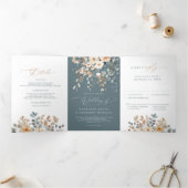 Faire-part Trois Volets Mariage d'aquarelle florale moelleuse (Intérieur)