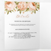 Faire-part Trois Volets Mariage Fleur de Rose Terracotta Hydrangea (Intérieur en premier)