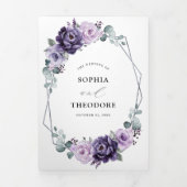 Faire-part Trois Volets Mariage Fleur Géométrique Fleurit Prune Pourpre Ar (Page de couverture)
