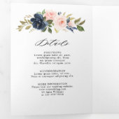 Faire-part Trois Volets Mariage floral bleu bleu bleu roux rose (Intérieur en premier)
