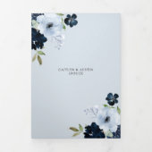Faire-part Trois Volets Mariage floral marine et bleu clair (Page de couverture)