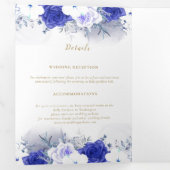 Faire-part Trois Volets Mariage géométrique bleu violet de la marine (Intérieur en premier)