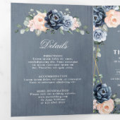 Faire-part Trois Volets Mariage géométrique floral rose pêche bleu poussié (Intérieur en premier)