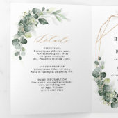 Faire-part Trois Volets Mariage géométrique rustique à la eucalyptus (Intérieur en premier)