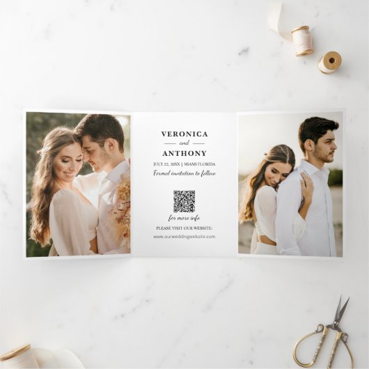Faire-part Trois Volets Modern Save the Date Mariage photo (Intérieur)