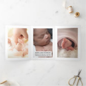 Faire-part Trois Volets Modern White 6 Photo Collage Bébé naissance (Intérieur)