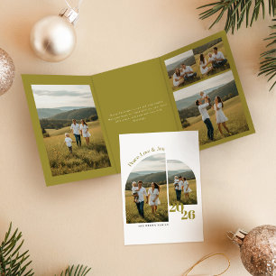 Faire-part Trois Volets Moderne Collage de Photos de Famille Olive Joyeux