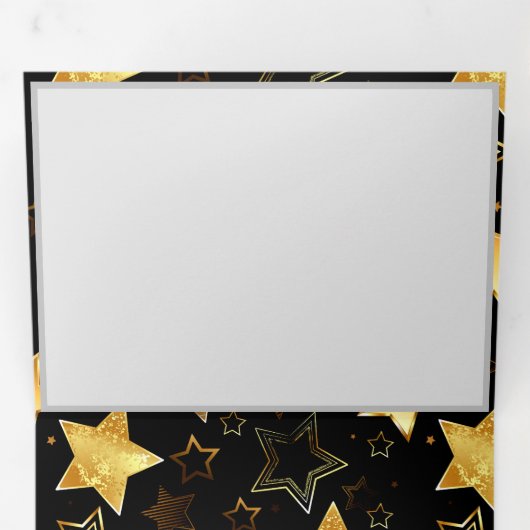 Faire-part Trois Volets Motif sans couture avec étoiles d'or (Intérieur en premier)