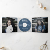 Faire-part Trois Volets Musique CD Album couverture livret Bleu Graduation (Intérieur)