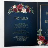 Faire-part Trois Volets Navy Blue Blush Burgundy Gold Geometric Wedding (Intérieur en premier)