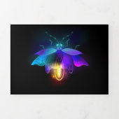 Faire-part Trois Volets Neon Firefly sur noir (Page de couverture)