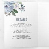 Faire-part Trois Volets Nuances de Gris Poussiéreux Bleu Hiver Mariage Rus (Intérieur en premier)