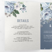 Faire-part Trois Volets Nuances de Gris Poussiéreux Bleu Hiver Mariage Rus (Intérieur en premier)