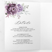 Faire-part Trois Volets Nuances de pourpre Dusty fleurs Moody Floral Maria (Intérieur en premier)