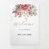 Faire-part Trois Volets Ombre rose Foncé Mariage bleu Duisy (Page de couverture)