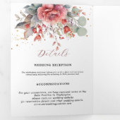 Faire-part Trois Volets Ombre rose Foncé Mariage bleu Duisy (Intérieur en premier)