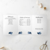 Faire-part Trois Volets Oubliez-moi pas Fleurs Cinq Mémorial Photo (Intérieur)