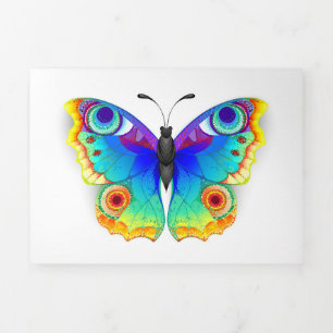 Faire-part Trois Volets Papillon Paon Arc-en-Ciel