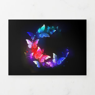 Faire-part Trois Volets Papillons de nuit Neon brillants sur arrière - pla