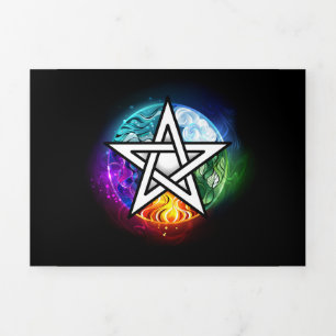 Faire-part Trois Volets pentagramme du Wiccan