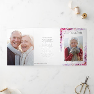 Faire-part Trois Volets Peonies Floral Photo Memorial Card