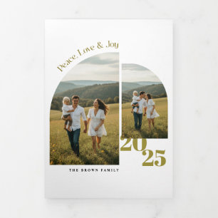 Faire-part Trois Volets Photo d'arche de Noël minimale pour la famille