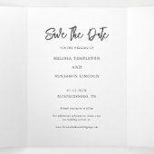 Faire-part Trois Volets Photo de mariage écrit à la main Enregistrer la da (Intérieur au milieu)