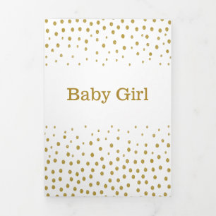 Faire-part Trois Volets Point Polka White & Gold, 3 photos Collage Baby Bi