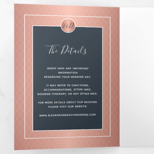 Faire-part Trois Volets QR CODE photo moderne tout en un mariage (Intérieur en premier)
