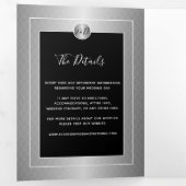 Faire-part Trois Volets QR CODE photo noir argent tout en un mariage (Intérieur en premier)