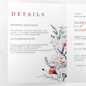 Faire-part Trois Volets Red And Blue Flower Floral Wedding (Intérieur en premier)