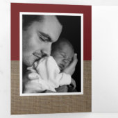 Faire-part Trois Volets Red Fox Burlap, 5 Photo Collage Bébé Naissance (Intérieur en premier)