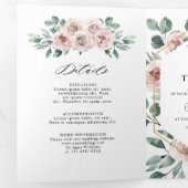 Faire-part Trois Volets Rose Florale Géométrique Mauve Rose Poussiéreuse d (Intérieur en premier)