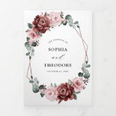 Faire-part Trois Volets Rose Florale Mauve Rose Poussiéreuse Géométrique d (Page de couverture)