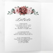 Faire-part Trois Volets Rose Florale Mauve Rose Poussiéreuse Géométrique d (Intérieur en premier)