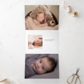Faire-part Trois Volets Script Accueillant bébé photo (Intérieur)