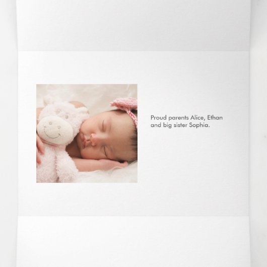 Faire-part Trois Volets Script Accueillant bébé photo (Intérieur au milieu)