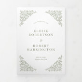 Faire-part Trois Volets Simple Delicate Floral Timeless Sage Mariage vert (Page de couverture)