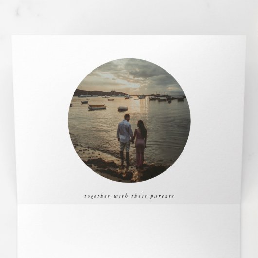 Faire-part Trois Volets Simple Mariage Noir et Blanc Tout en Un (Intérieur en premier)