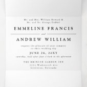 Faire-part Trois Volets Simple Mariage Noir et Blanc Tout en Un (Intérieur au milieu)