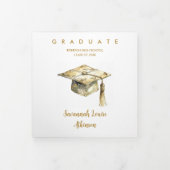 Faire-part Trois Volets Sophisticated Graduation Cap Pastel Tones Glitter (Protection)