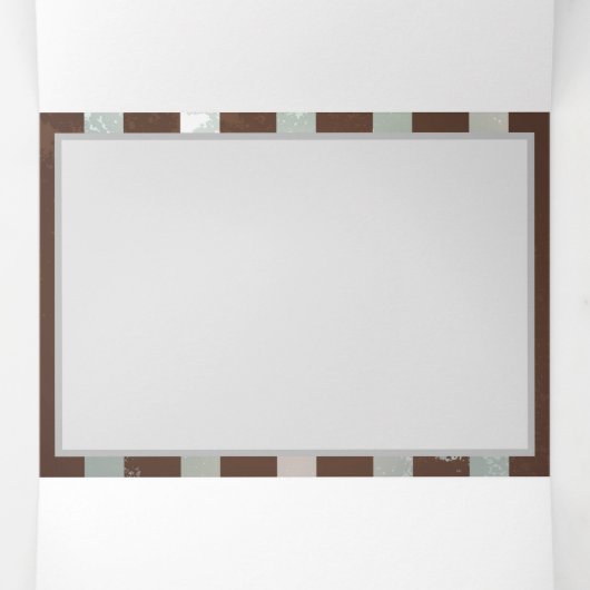 Faire-part Trois Volets Steampunk Clock and Turquoise Roses on Striped (Intérieur au milieu)