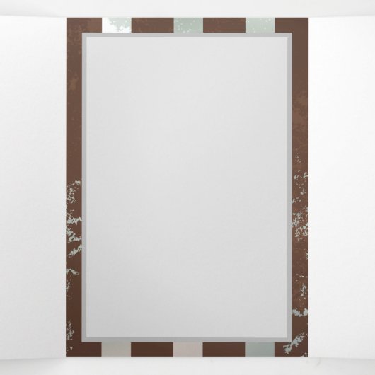 Faire-part Trois Volets Steampunk Clock and Turquoise Roses on Striped (Intérieur au milieu)