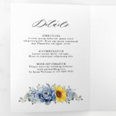 Faire-part Trois Volets Sunflower Dusty Blue Slate Peony Floral Mariage Tr (Intérieur en premier)