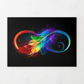 Faire-part Trois Volets Symbole d'infini avec plume arc-en-ciel (Page de couverture)
