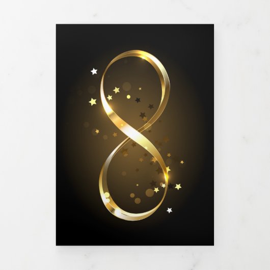 Faire-part Trois Volets Symbole d'infini doré (Page de couverture)
